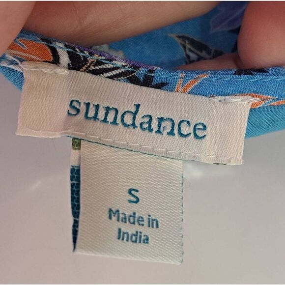 Sundance Women's Cascading Dreams Midi Dress size Small Blue Orange Floral - Picture 7 of 8